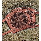 Leather Cuff LSlavic sun wheel Kolovrat with Scale design